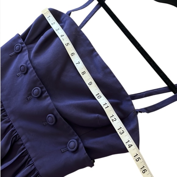 Maeve by Anthropologie Button Two Piece Cotton/Silk Dress in Navy/Purple- Size 0 - Picture 7 of 12